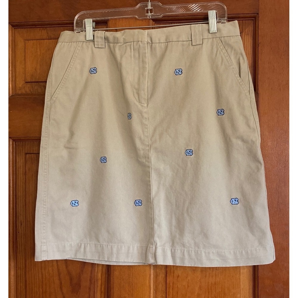 Campus‎ Chinos Womens 12 Tan UNC Tar Heels Embroidered Chino Skirt Preppy Money